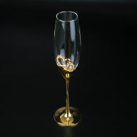 Vajilla De Vino Tinto Y Champán De Cristal Dorado Para Bodas Y Ocasiones Especiales Vidrio Europeo Para Vino Espumoso Dulce Uso Doméstico - details 3