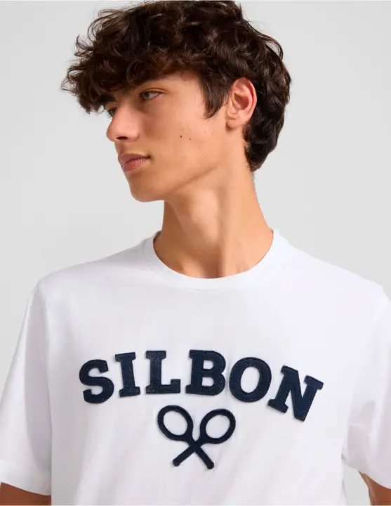 Camiseta Silbon Raqueta Media Blanca | Manga Corta para Hombre SILBON - 1
