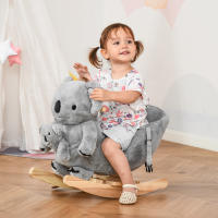 HOMCOM Caballito Balancín Infantil en Forma de Koala con Títere para Bebés 18-36 Meses con Sonido Cinturón de Seguridad y Reposapiés 60x33x50 cm Gris - details 1