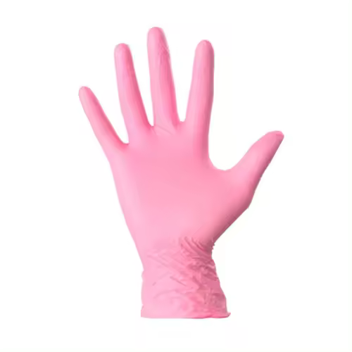 GUANTES DE NITRILO  ROSA TALLA M CALIDAD 3.5GR SANTEX SIN POLVO  ESTUCHE 100UDS ( sanitario , alimentacion, horeca...) - 1