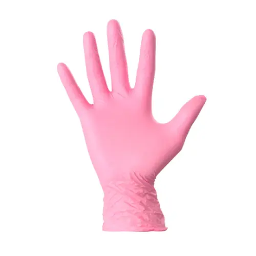 GUANTES DE NITRILO  ROSA TALLA M CALIDAD 3.5GR SANTEX SIN POLVO  ESTUCHE 100UDS ( sanitario , alimentacion, horeca...) - 1