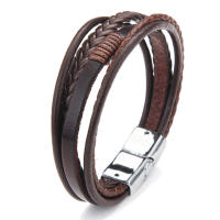 Pulsera De Cuero Para Hombres 20cm Con Hebilla Magnética Aleación De Aluminio Pulsera De Lazo Tejida Para Mujeres Joyería De Fiesta - details 5
