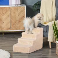 PawHut Escalera para Mascotas de 4 Peldaños 2 en 1 con Funda Extraíble y Lavable Escalera Rascadora de Perros Gatos para Cama Sofá Carga 30 kg 60x35x44 cm - details 1