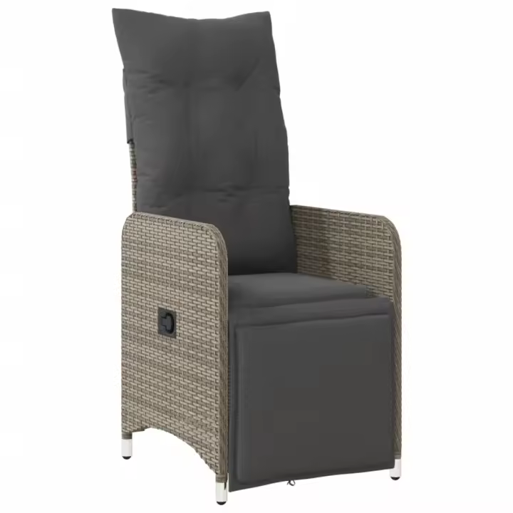 Sillón reclinable de Jardín con almohadas sintético Gris - 1