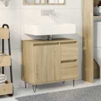 vidaXL Armario de baño madera contrachapada 65x33x60 cm en color Roble Sonoma/Madera antigua/Blanco y más | almacenamiento funcional diseño moderno para baño dormitorio sala - details 0