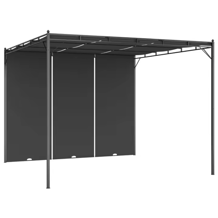 vidaXL Cenador de Jardín con Cortina Lateral Gazebo Quiosco Exterior Color Crema,  Antracita, y mas - 1