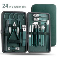 Juego De Tijeras Y Cortauñas De Acero Inoxidable Verde 7/13/24 Pcs Herramienta De Manicura Y Pedicura Portátil Set De Clipper Para Dedos Y Tobillos - details 3
