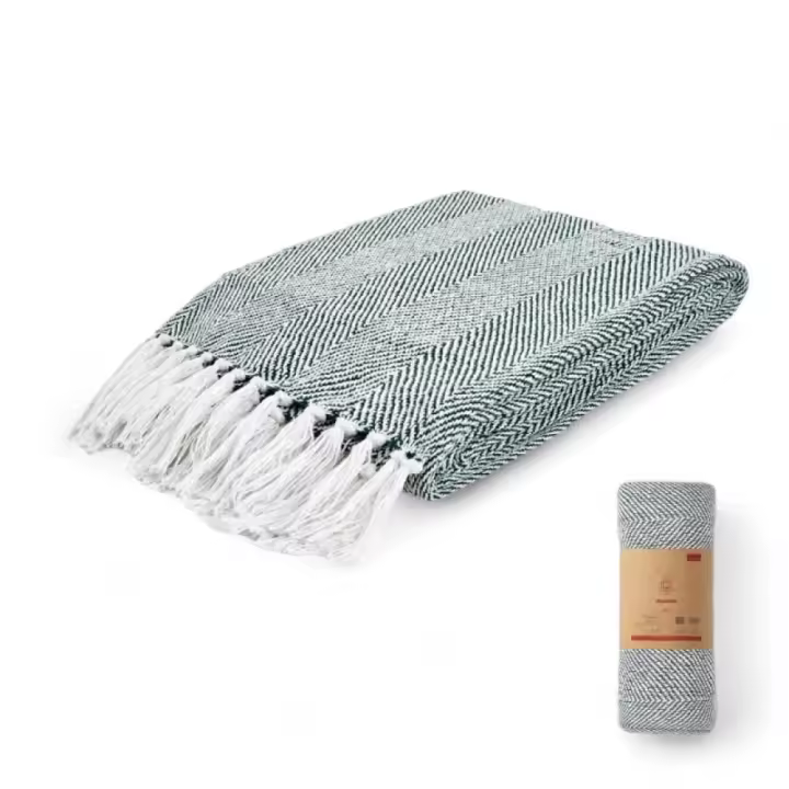 Colcha Multiusos Dosantex Nupur - Plaid Sofá 100% Algodón en 4 Colores y 3 Tamaños - Ocre, Taupe, Terracota, Verde Oliva - 1