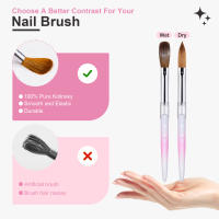 Pincel De Acrílico Kolinsky Sable Para Manicura Y Dibujo En Uñas Con Gel UV Pincel De Carving Para Polvo Y Líquido Herramienta De Arte Hot Pink - details 5