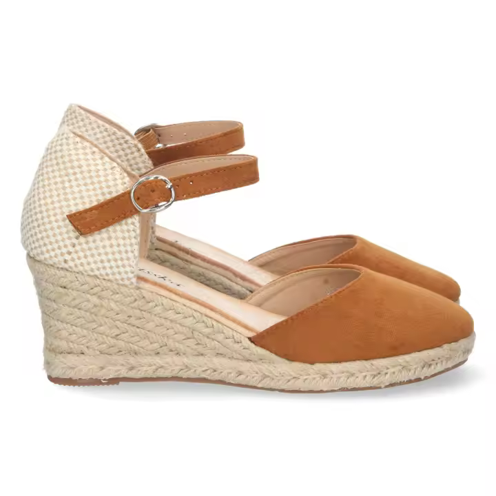 Sandalias de cuña en yute comoda mujer color camel - 1
