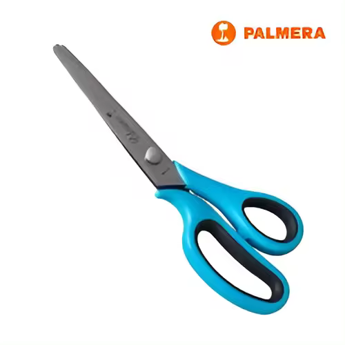 Tijera Festonear Palmera, corte zig-zag, soft acero inox AISI 420 mangos bicomponente, dentado precision. tijera patronaje, sastre - 1