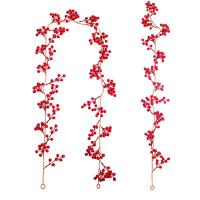 Guirnalda De Navidad Artificial De Bayas Rojas 175cm/190cm Planta Artificial Para Decoración De Hogar Arbol De Navidad Adorno De Boda Colgante - details 5