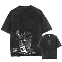 Camiseta Hip Hop Retro Lavada Streetwear Anime Hunter X Hunter Impresión 100% Algodón Unisex Camiseta Masculina Tops Tees Y2K - details 1