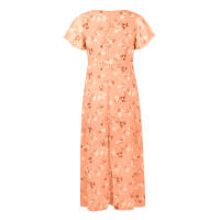 Vestido Largo De Mujer Elegante En Chiffon Floral Con Manga Corta Y Cuello En V A-Line Con Volante Y Cintura Empresarial Para Verano - details 4
