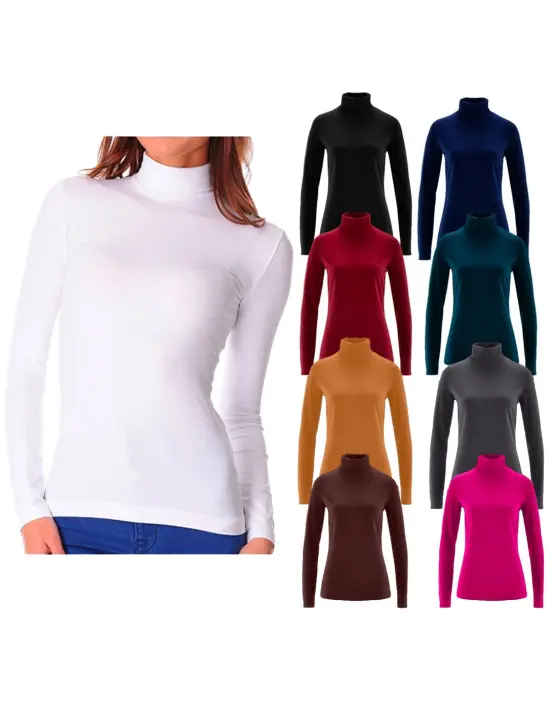 Mediawave Store VKA22 suéter de cuello alto para mujer con efecto térmico interior de felpa - 1