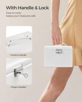 Joyero de 3 grados con Espejo, Organizador de joyas con cerradura y ASA, 2 cajones, almacenamiento de joyas de viaje, Modern Estilo - details 1