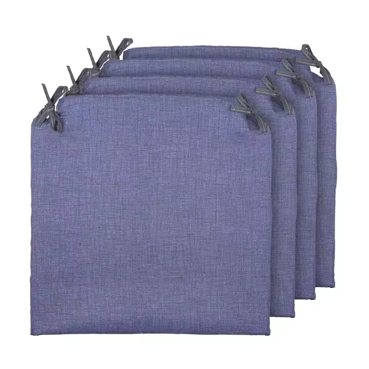 TIENDA EURASIA® Pack 4 Cojines para Sillas - Estampados Lisos con 2 Cintas de Sujeción - Ideal para Interiores y Exteriores - 40 x 40 x 3 cm - 1