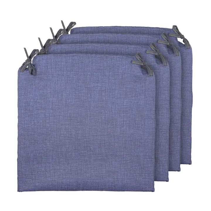 TIENDA EURASIA® Pack 4 Cojines para Sillas - Estampados Lisos con 2 Cintas de Sujeción - Ideal para Interiores y Exteriores - 40 x 40 x 3 cm - 1