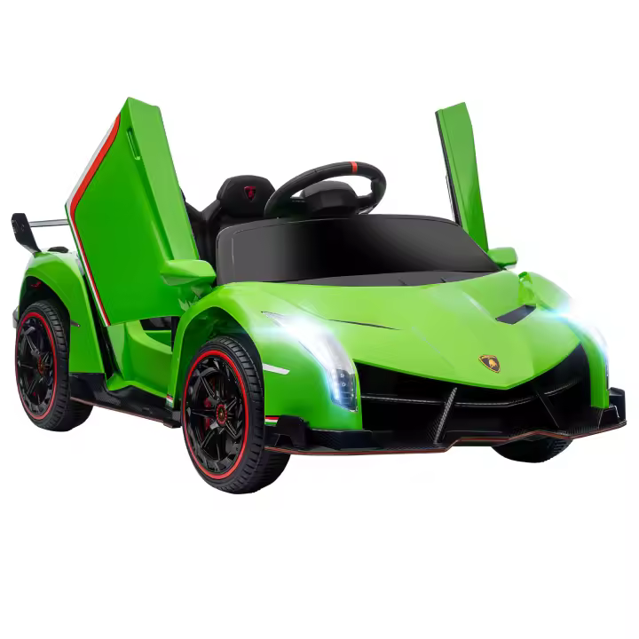 HOMCOM Coche Eléctrico Lamborghini para Niños de 3 a 6 Años Coche de Batería 12V Velocidad Max.7 km/h Puerta de Tijera con Control Remoto MP3 Luces y Cinturón de Seguridad 111x61x45 cm - 1