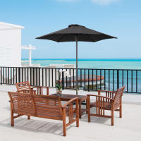 Outsunny Parasol Ø 196 cm, giratory Sombrilla with función plegable, Sombrilla hexagonal para Balcón Sombrilla de Playa prueba de Viento estable Sombrilla de Mercado Sombrilla with Mango basculante Sombrilla de Playa Balcón Jardín Sombrilla de Protección - details 0