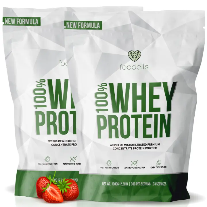 Foodelis Proteinas Whey   100%  2 KG   66 Dosis   Contribuye a aumentar y conservar la masa muscular   Mejora rendimiento y recuperación naturalmente  Alta solubilidad y rápida asimilación - 1