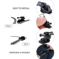 Kit De Reparación Instantánea Universal Para Cremalleras 12pcs Tamaños 3 4 5 8 10 Auto Bloqueo Plástico ABS Color Negro - details 7