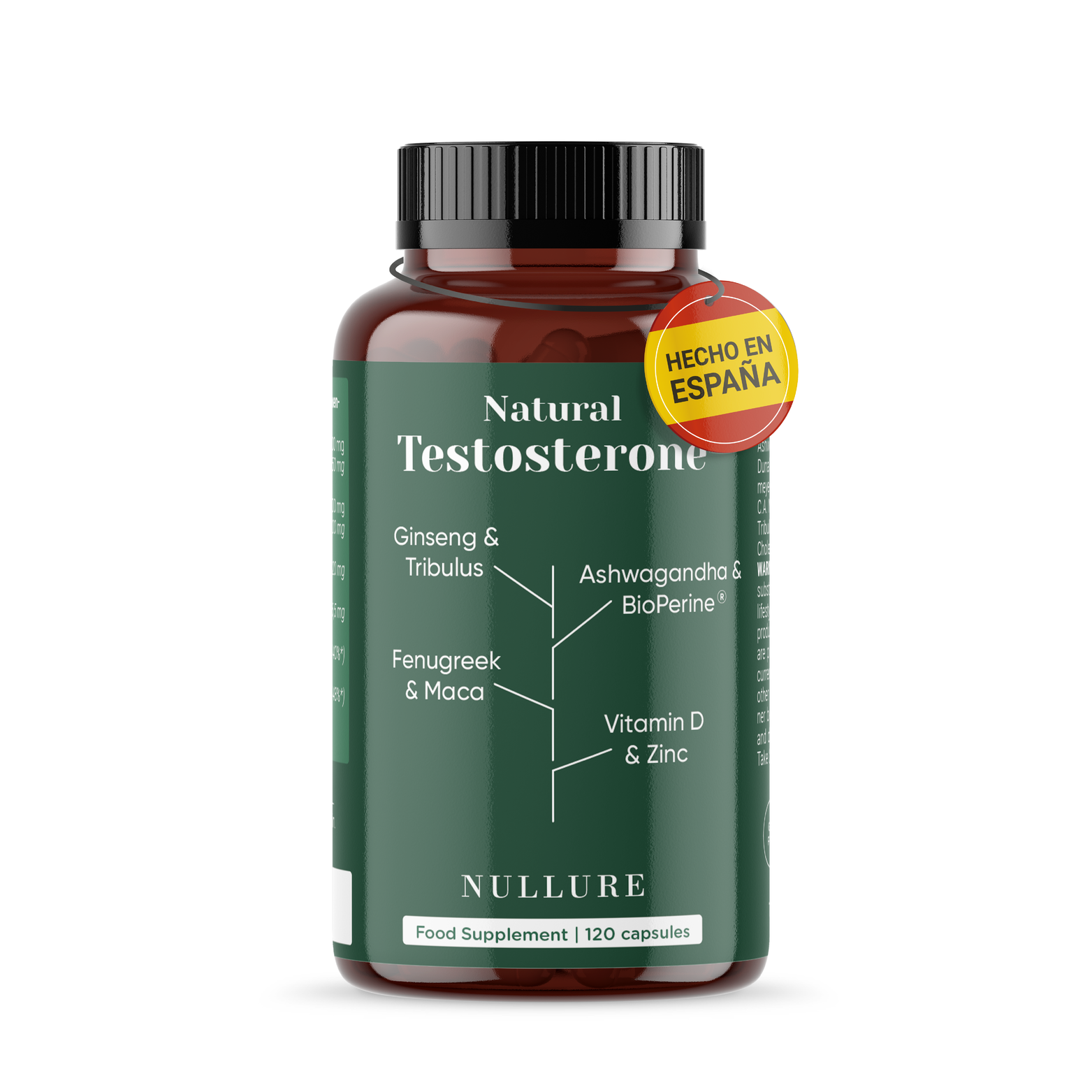 Nullure Testosterona Natural Hombre – Maca, Tribulus y Ashwagandha para Energía y Vitalidad (120 cápsulas)