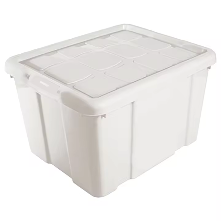 Tradineur - Caja de Almacenamiento con tapa - Fabricado en plástico - Contenedor para almacenar juguetes, Libros, ropa, mantas - N.º 1 - 16 Litros - 21,5 x 39,6 x 29,6 cm - Color Marfil - 1