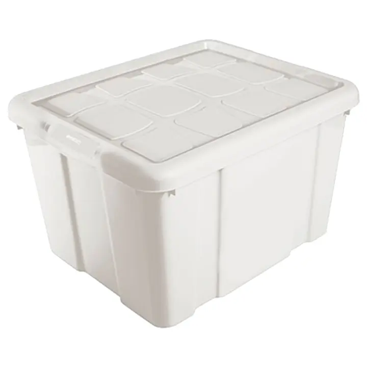 Tradineur - Caja de Almacenamiento con tapa - Fabricado en plástico - Contenedor para almacenar juguetes, Libros, ropa, mantas - N.º 1 - 16 Litros - 21,5 x 39,6 x 29,6 cm - Color Marfil - 1