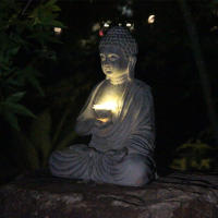 Estatua Budista Solar De Resina Decoración Jardín Zen Estilo Japonés Luz Solar Exterior Patio Porche Jardín Hogar Meditación Budista - details 3