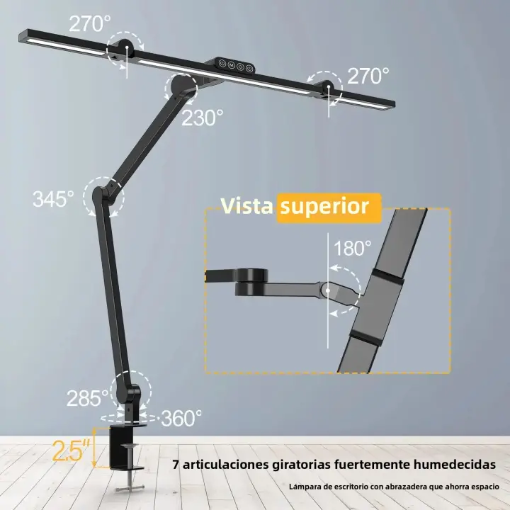 Lámpara De Escritorio Con Abrazadera 24W Ultra Brillante LED Para Oficina Y Hogar Con Iluminación Atmosférica Dimmer Automático Y Toque De Encendido - 1