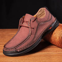 Zapatos De Cuero Hechos a Mano Para Hombre Casual Zapatillas Diseño Cómodo Zapato De Negocios Mocasines Con Cordones Material De Suela De Goma - details 10