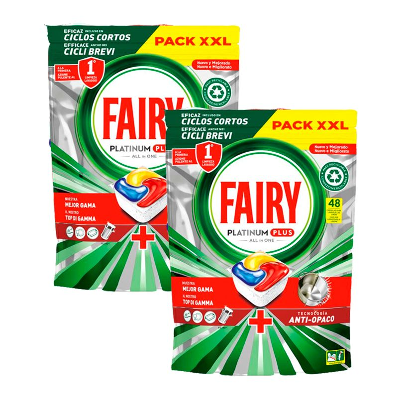 Fairy | Platinum Plus Cápsulas De Lavavajillas Todo En Uno Limón, 2x48 Cápsulas