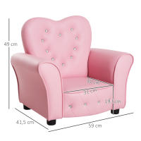 HOMCOM Sillón Infantil Sofá para Niños Decorativo en Forma de Corazón con Asiento Reposabrazos Acolchados Respaldo Alto 59x41,5x49 cm Rosa - details 2