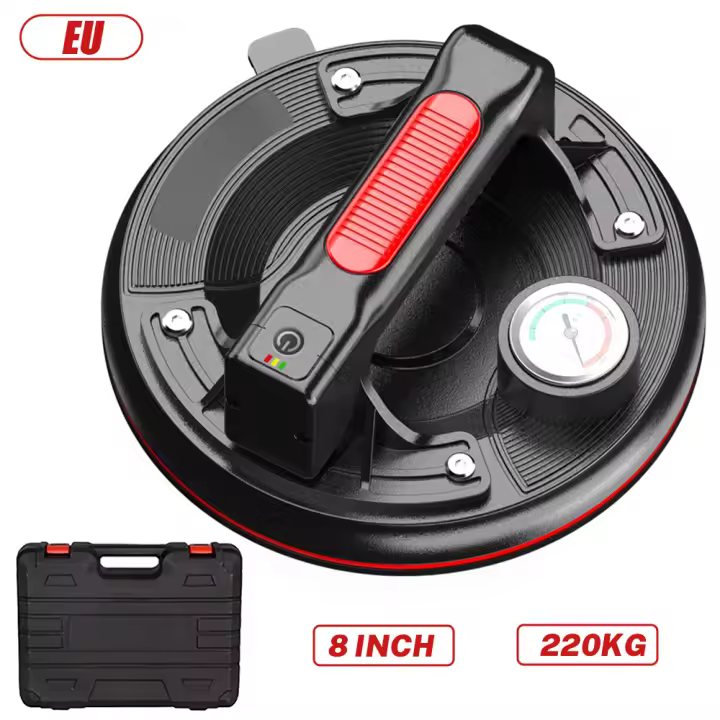 VENTOSA ELÉCTRICA TOTALMENTE AUTOMÁTICA 8'' (220KG) con Bomba Integrada - Para Mármol/Losas/Vidrio de 4cm+ Espesor, Sistema Anti-Fugas EN 13155​ - 1