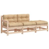 vidaXL Juego de sofás de jardín 3 pzas con cojines madera maciza Pino natural, Pino blanco, Pino gris Conjunto Terraza Muebles Jardín Exterior Juego de Muebles de jardín Mueble Jardín Exterior Muebles de Salon Exterior - details 6
