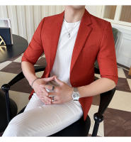 Traje De Verano Para Hombre 2025 De Alta Calidad Con Mangas De Siete Puntos Estilo Moderno Y Elegante Talla M-5XL Azul Rayado Transpirable Y Fresco - details 8