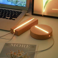 Soporte De Lámpara Luminosa DIY En Madera Sólida Base De Luz Nocturna LED De Acrílico 3D Decoración Para Habitación Y Sala - details 2