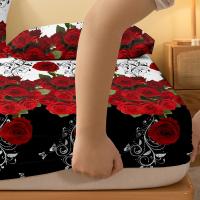 Sábana De Cama Con Patrón De Rosa Roja Delicado 1 Pieza Sábana De Cama Con Estampado Resistente Al Polvo Para Dormitorio - details 4