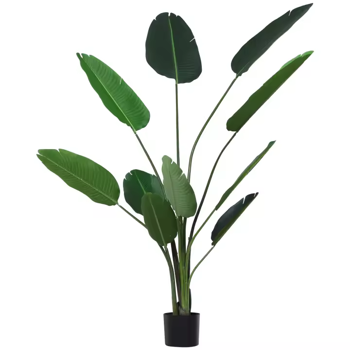 Outsunny Planta de Decoración Artificial de Palma Árbol Realista con Maceta  para Exterior e Interior No Requiere Instalación - 1