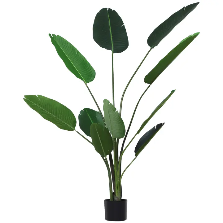 Outsunny Planta de Decoración Artificial de Palma Árbol Realista con Maceta  para Exterior e Interior No Requiere Instalación - 1
