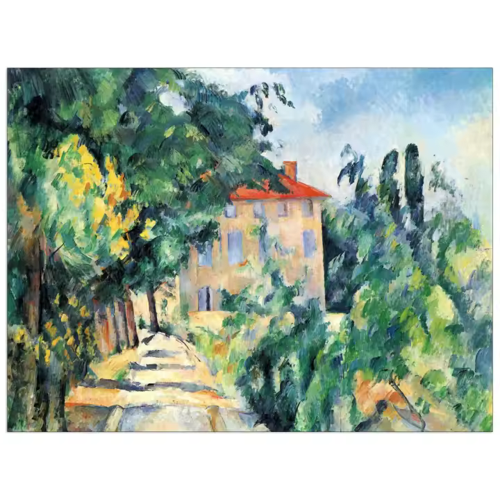 Panel decorativo del museo, listo para colgar. Cezanne Paul-Casa con Techo Rojo-Cm 80x60 - 1