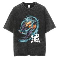 Camiseta Hip Hop Streetwear Para Mujer Estampado De Anime Demon Slayer Oversize Algodón Camiseta De Verano Tops Con Cuello Redondo - details 2