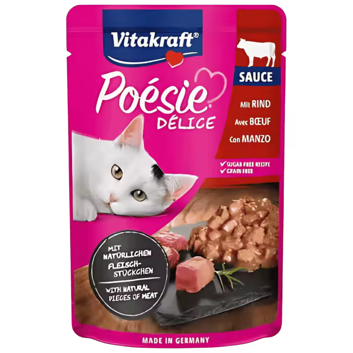 Vitakraft Poesie Delice Salsa con Sabrosa Ternera 85 gr - 1