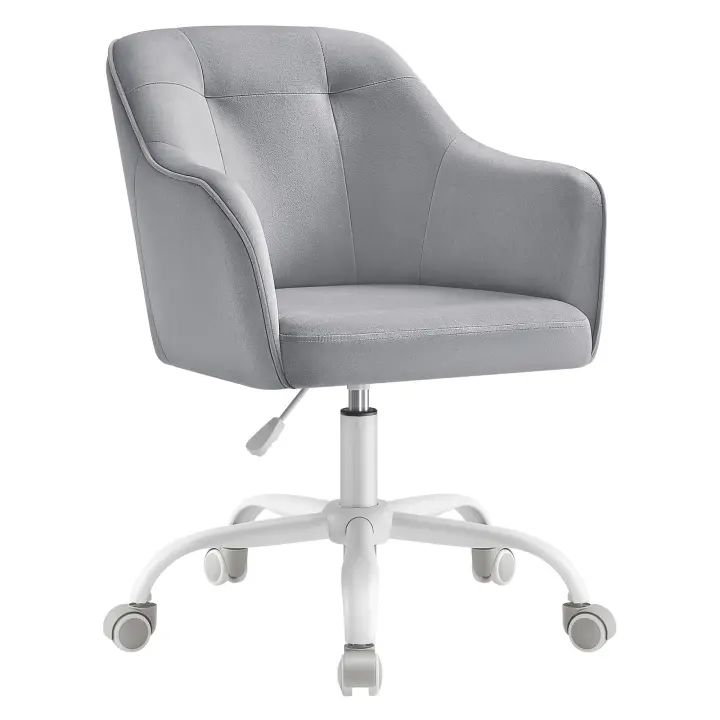 Silla de oficina giratoria y cómoda, altura ajustable, capacidad de carga 120 kg, estructura de acero, terciopelo, gris, gris claro o negro - 1