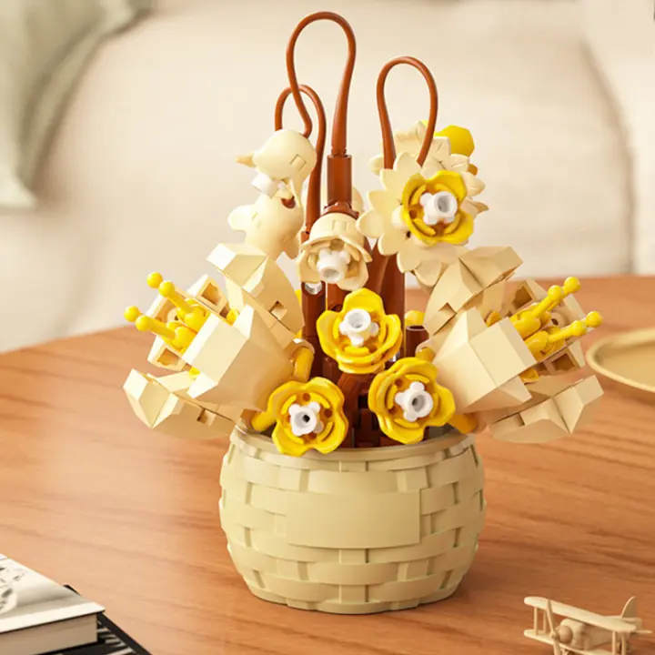 Bloque De Construcción Micro De Rosa Eterna Juguete Asamblea Para Niños Regalo De Plantas En Maceta Ornamento Floral Inalámbrico ABS Unisex - 1