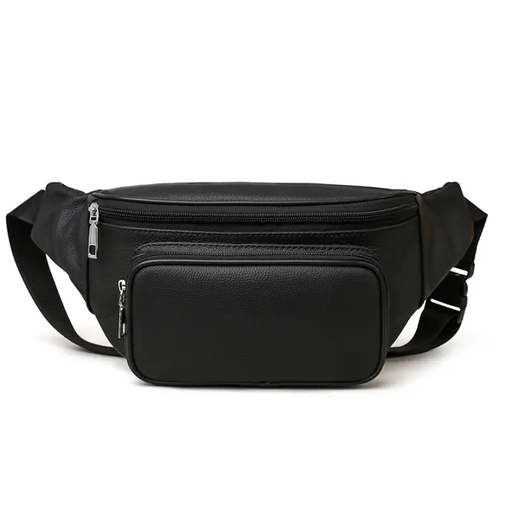 Bolsa De Cintura Para Hombre De Cuero Genuino 100% Mini Viaje Fanny Pack Bolsa De Cinturón De Cuero Para Teléfono Móvil Estilo Casual - 1
