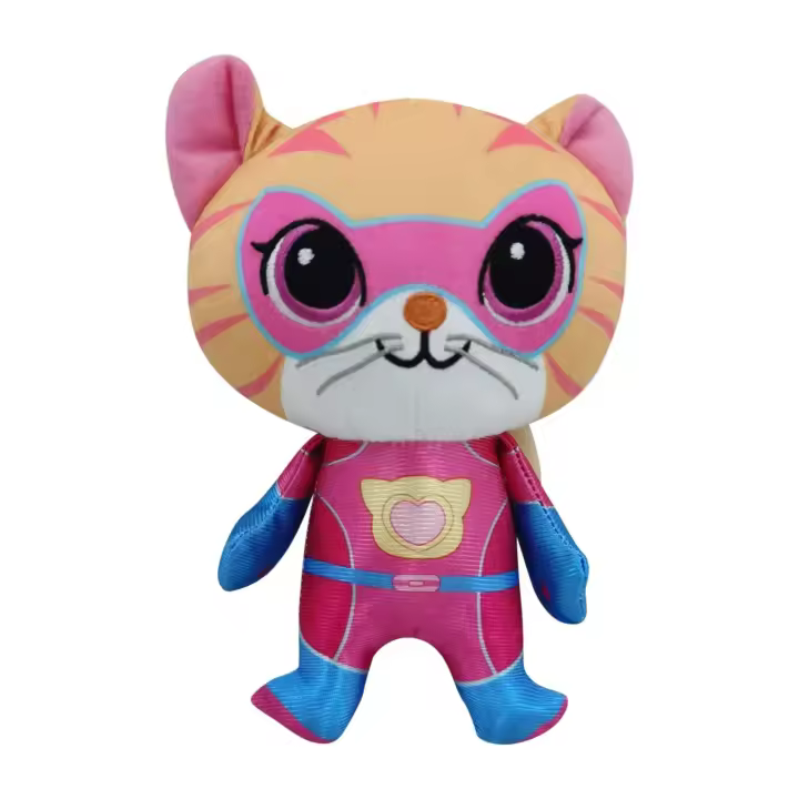 Juego De 4 Peluches De Gatos Super Kitties Anime Muñecos De Peluche Suaves Cristal Azul Verde Amarillo Juguetes Para Niños - 1