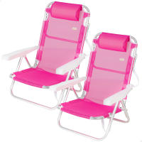 Aktive - Silla de playa plegable, multiposición, aluminio y textileno, asiento bajo, incluye cojín acolchado, asa de transporte, silla reclinable de playa, respaldo reclinable - details 13