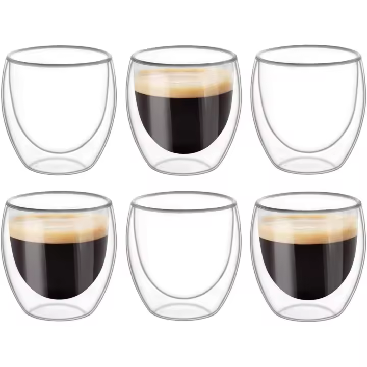 6 Tapas de Doble pared, Tapas de café transparentes de Doble pared, Doble pared, Capuchin, café con leche y aislamiento (80 ml) - 1
